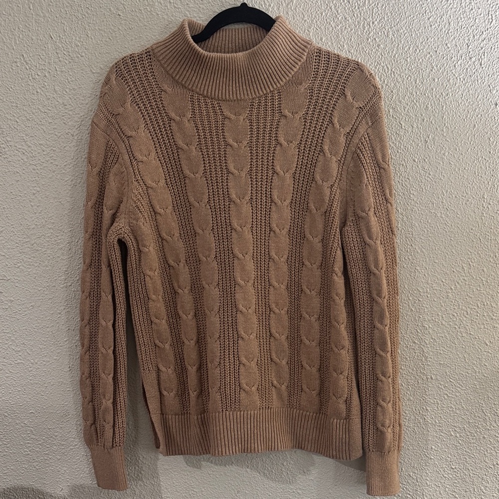 Banana Republic Fold-Over Ribbed Sweater - Beige